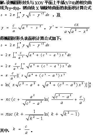 标准封头厂介绍椭圆封头表面积计算